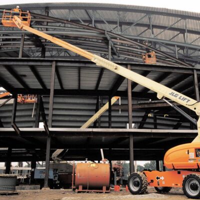 Orange JBL boom lift working