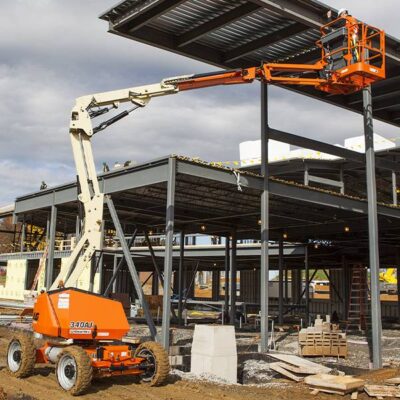 Orange JBL boom lift working
