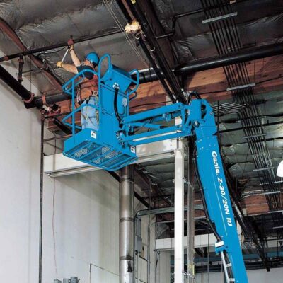 Bleu Genie boom lift working